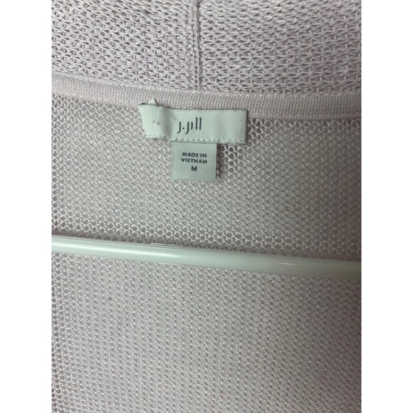 J.Jill Cardigan Sweater Womens Medium Lavender Open Front Linen Blend Pockets - Picture 2 of 7